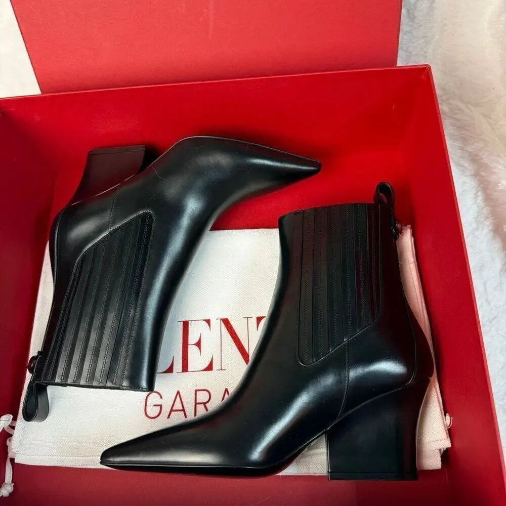 Valentino Garavani VLogo 75MM Lockette Beatle in Brushed Calfskin Boots